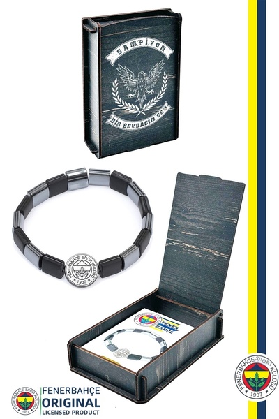 Fenerbahçe Original Licensed Fb Logo Matte Onix Natural Stone Bracelet Gift w...