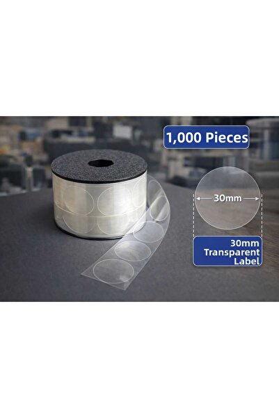 MK Ambalaj شريط لاصق شفاف مقطوع بشكل دائري، لفة تحتوي على 1,000 قطعة، ملصق بق...