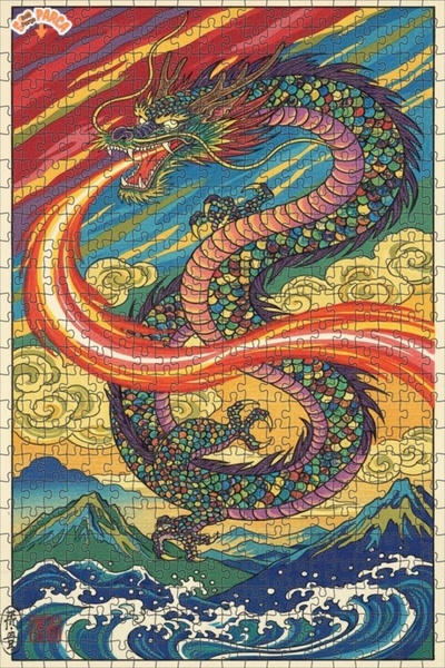 Teona Ahşap لغز خشبي بإطار مزدوج الطبقات من دراغون فاير 500 قطعة 50x30