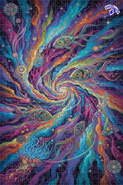 Teona Ahşap لغز خشبي ملون بإطار مزدوج الطبقات بمظهر لوحة زيتية تصور تدفقًا كو...