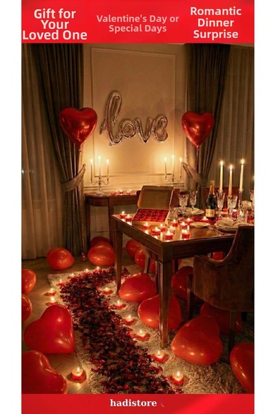 hadistore Heart Balloon Candle Romantic Dinner Decoration Set |   Valentine's...