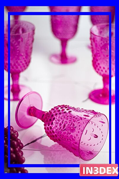 İN3DEX Unbreakable Pink Acrylic Cup 450ml Set of 6