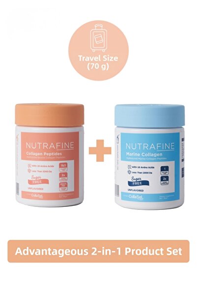 Nutrafine مجموعة مميزة من قطعتين - كولاجين بقري وبحري 70 جرام + 70 جرام كولاج...