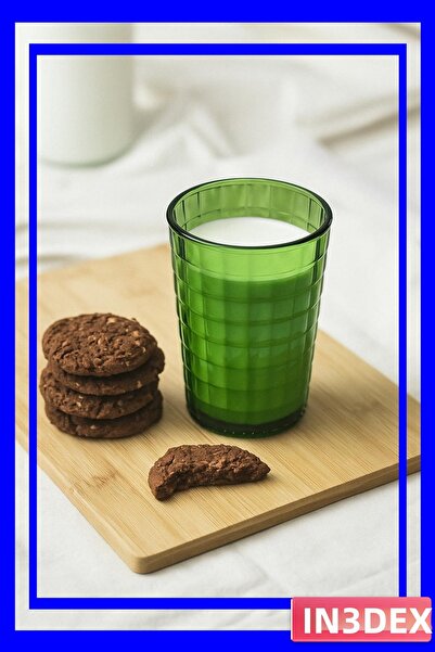 İN3DEX Dark Green Acrylic Water Cup Set of 6 400ml Unbreakable