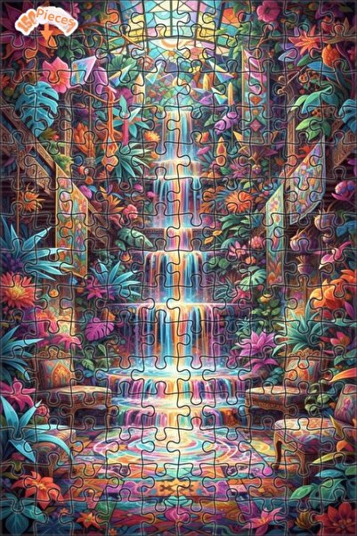 Teona Ahşap لوحة زيتية ملونة لحديقة الشلالات الاستوائية، لغز خشبي بإطار مزدوج...