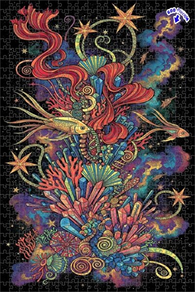 Teona Ahşap لغز خشبي بإطار مزدوج الطبقات بمظهر رسم سمكة كريستالية رائعة 600 ق...