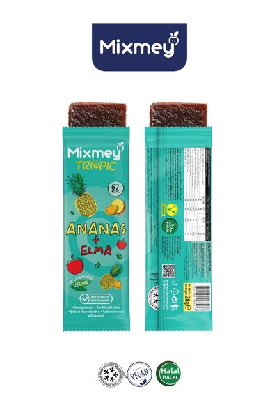 mixmey Pineapple Fruit Bar 18 Pieces |   Healthy Snacks – Vegan, Gluten-Free, Preservative-Free 20Gr X 18 Pieces