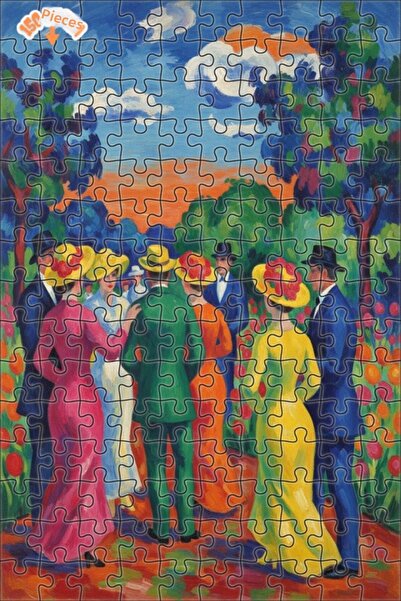 Teona Ahşap Garden Party Oil Painting Look Double Layer Framed Wooden Puzzle ...
