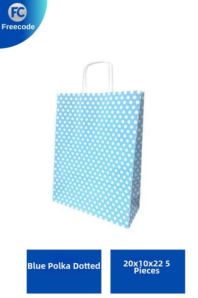 Freecode Blue Polka Dot Kraft Paper Bag |   Auger Handle Gift & Shopping Bag ...