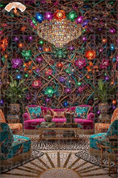 Teona Ahşap لغز خشبي مؤطر بطبقتين بمظهر لوحة زيتية لزهور الغابة السحرية 150 ق...