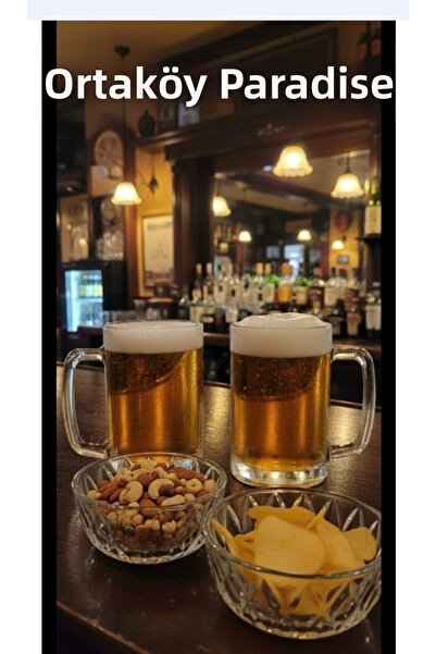 ORTAKÖY CENNETİ 4-Piece Glass Beer Cup Set, 2 Beer Glasses 300 Cc, 2 Snack Bo...