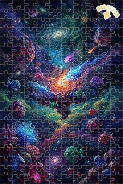 Teona Ahşap لغز خشبي بإطار مزدوج الطبقات من جالاكتيك أكواريوم 200 قطعة 25x35