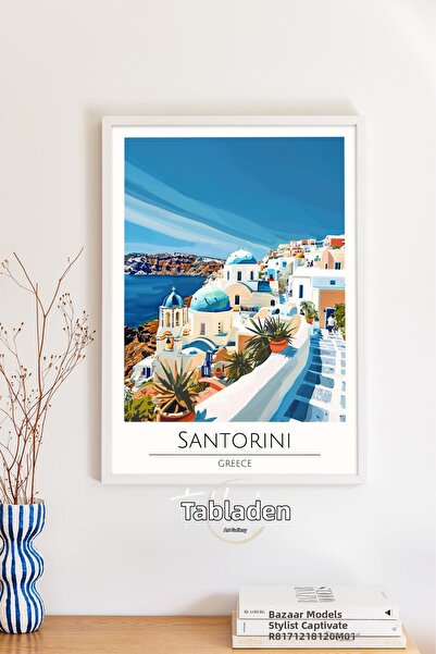 tablodea Pinterest Pictură peisaj Santorini în stil retro TD Poster decorativ...