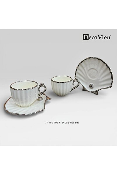 asc.home 2-Person 4-Piece Cup Set with Pearls. (Silver Detail)