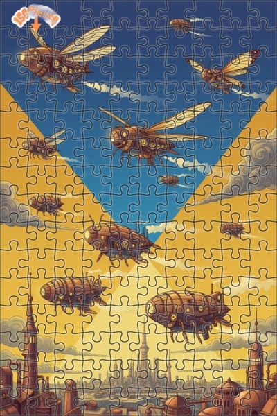 Teona Ahşap Steam Insects over the City Double Decker Framed Wooden Puzzle 15...