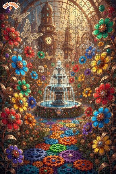 Teona Ahşap لغز خشبي بإطار مزدوج الطبقات بتصميم نافورة حديقة على طراز ستيمبان...