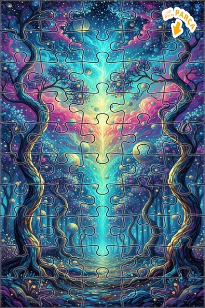 Teona Ahşap لغز خشبي مؤطر بطبقتين من الغابة السحرية مع أشعة كونية 50 قطعة 15×25