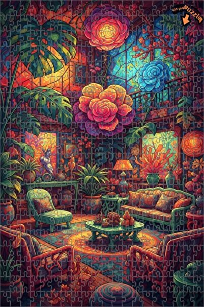 Teona Ahşap لغز خشبي مؤطر بطبقتين بمظهر زجاجي ملون لغرفة الحديقة السحرية 400 ...