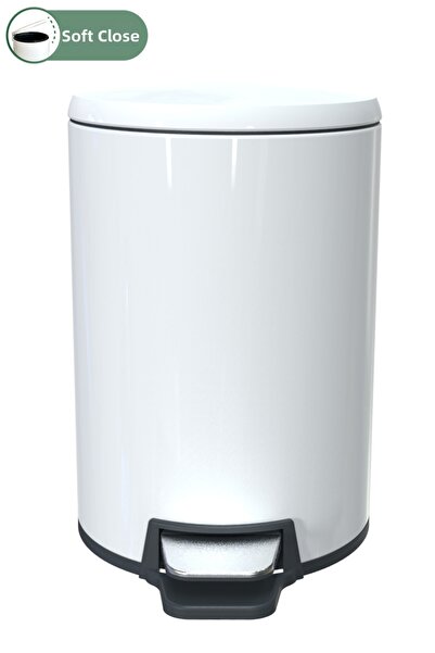 Prima Nova Cigo Pedal Bathroom Kitchen Office Trash Can 12Lt White Inside Black