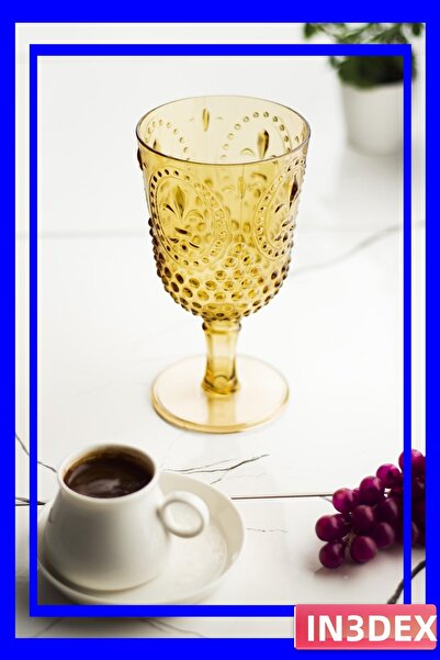 İN3DEX Unbreakable Acrylic Cup 450ml Amber Color for Water and Soft Drinks