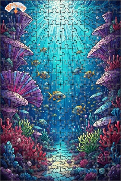 Teona Ahşap لغز خشبي مؤطر بطبقتين لفن الفسيفساء الغامض تحت البحر 150 قطعة 20×30