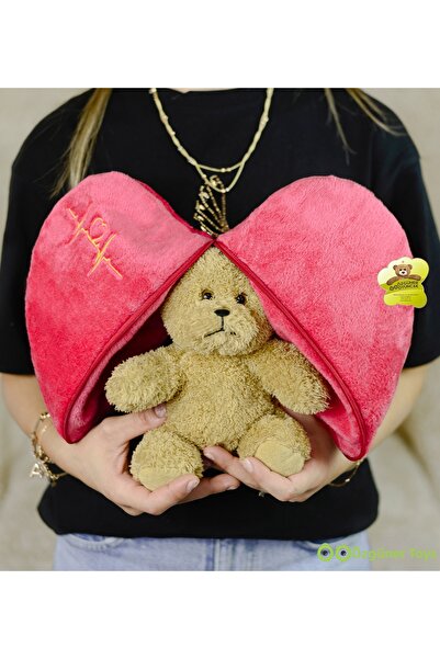 Pandamkee دب قلب قطيفة مع مفاجأة 50 سم