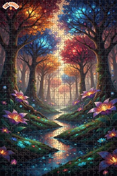 Teona Ahşap Enchanted Forest River Double Layer Framed Wooden Puzzle 500 Piec...