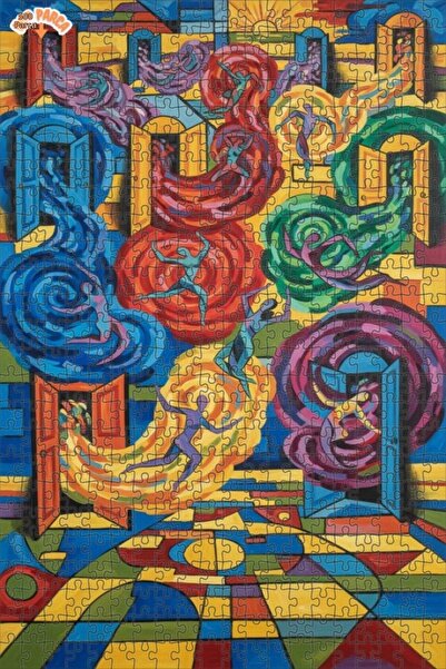 Teona Ahşap لغز فني بتصميم لوحة زيتية لروحيات تمر عبر الباب 500 قطعة 50×30