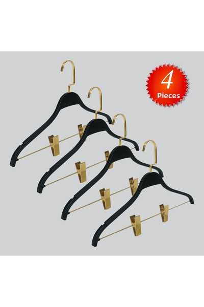 NYN Wooden Nickel Lama Hooked Clothespin Blouse Skirt Hanger 4 Pieces