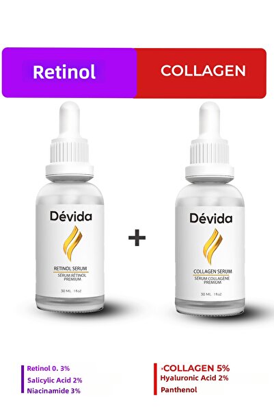 Devida مجموعة سيروم الريتينول والكولاجين مكونة من قطعتين لعلاج التجاعيد وخطوط...