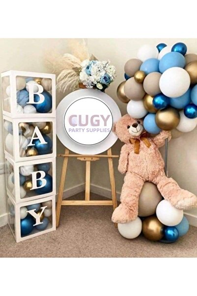 cugy parti malzemeleri مجموعة عيد ميلاد بالونات مكتوب عليها 'بيبي' باللون الأ...