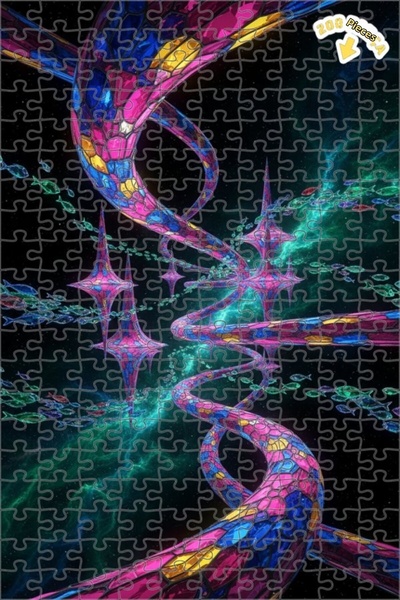 Teona Ahşap لغز فني من الفسيفساء الزجاجية الملونة على شكل حلزون الحمض النووي ...