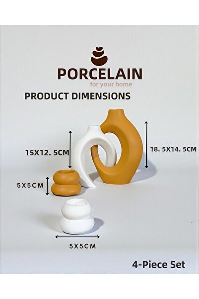 Porselian 4-Piece Decorative Concrete Vase & Object Set