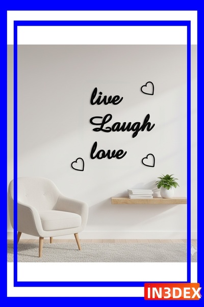 İN3DEX لوحة جدارية مقطوعة بالليزر بعبارة Live Laugh Love للديكور
