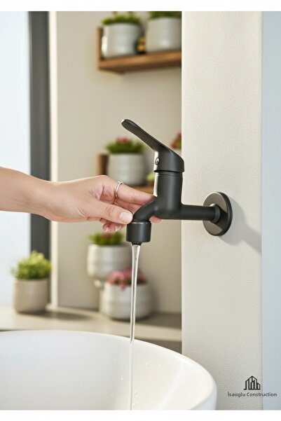 İSAOĞLU YAPI Schwarzer Wasserhahn - Wc-wand-auf-aus-system