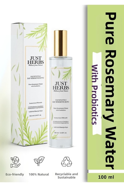 Just Herbs ماء إكليل الجبل مع البروبيوتيك 100 مل، ماء إكليل الجبل نقي وطبيعي ...