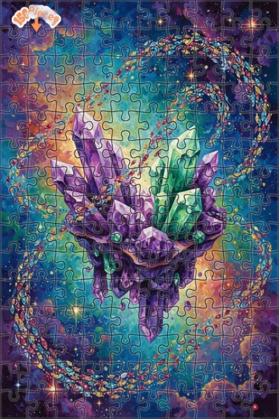 Teona Ahşap Mysterious Crystal Galaxy Art Double Layer Framed Wooden Puzzle 1...