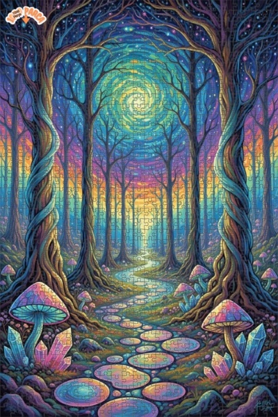 Teona Ahşap لغز خشبي ملفوف على شكل غابة ملونة مكون من طابقين بإطار 1000 قطعة ...