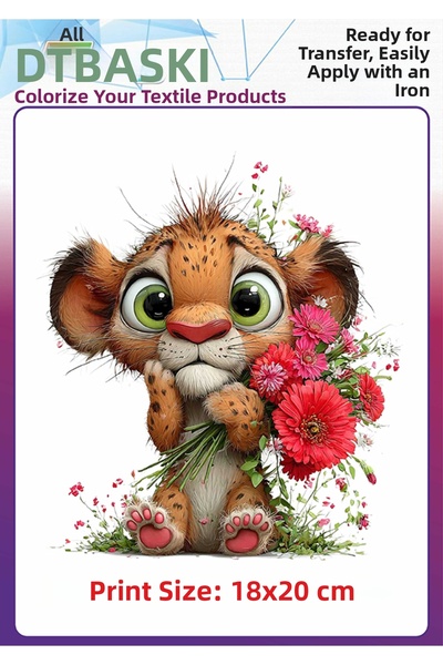 F17 Ajans Χαριτωμένο μπλουζάκι με σχέδιο λιοντάρι που κολλάει με σιδέρωμα, υφ...