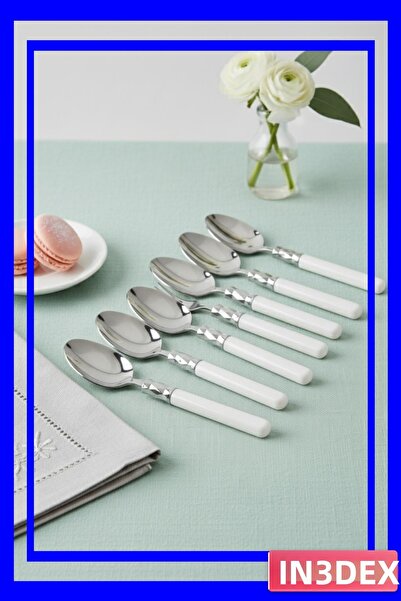 İN3DEX 6 Pcs Tablespoon Stainless Steel White Holding Handle