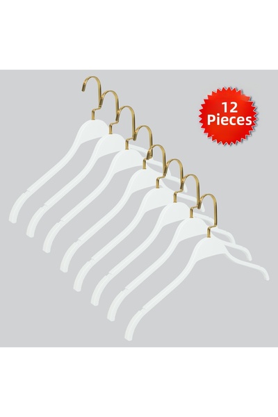 NYN Nickel Lama Hooks Natural Color Stylish Wooden Hanger 12 Pieces (Shirt, B...