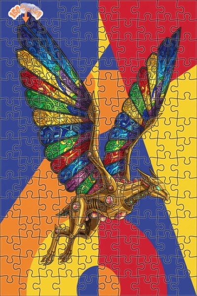 Teona Ahşap لغز خشبي بإطار مزدوج الطبقات على شكل مخلوق ميكانيكي ذهبي 150 قطعة...