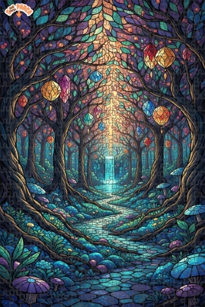 Teona Ahşap لغز خشبي بإطار ذو طابقين بمظهر الأحجار الكريستالية وشلال الغابة ا...