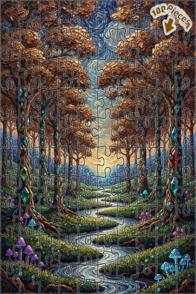 Teona Ahşap لغز خشبي بمظهر لوحة زيتية لغابة سحرية 100 قطعة 25×25