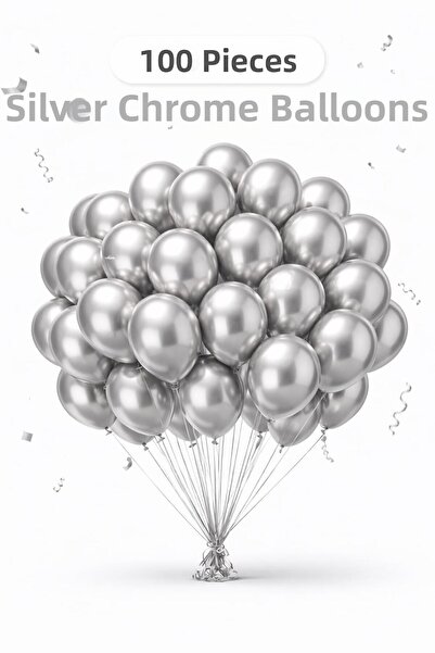 GNS Pack of 100 12 Inch Chrome Balloons Helium Compatible Shiny Party Decorat...