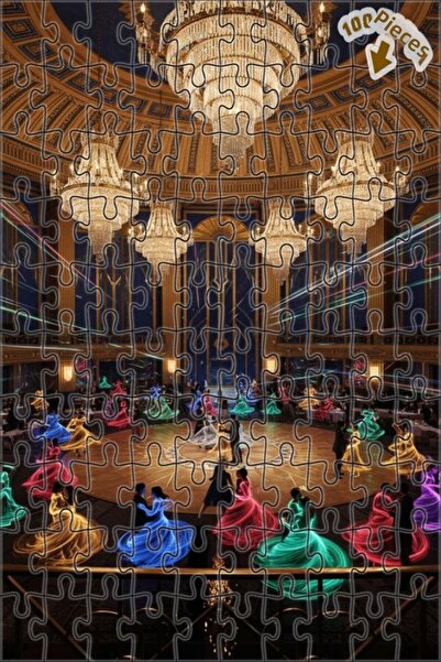 Teona Ahşap لغز خشبي على شكل زوجين راقصين متألقةين في قاعة الرقص، بمظهر لوحة ...