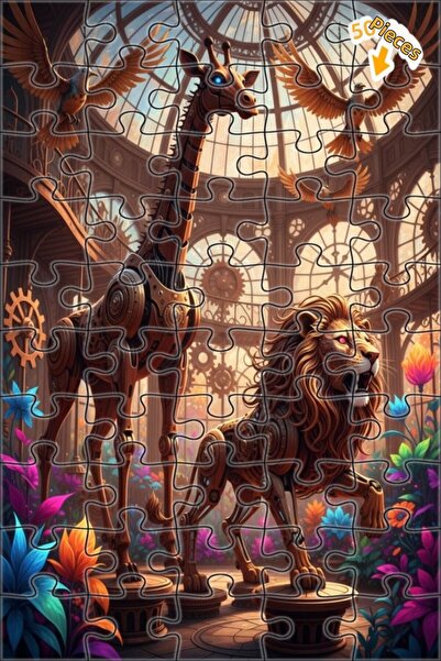 Teona Ahşap لغز خشبي ميكانيكي بإطار مزدوج الطبقات بتصميم فني ستيمبانك على شكل...