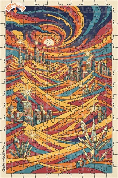 Teona Ahşap لغز خشبي مؤطر بطبقتين من مدينة الكريستال الغامضة 150 قطعة 20x30