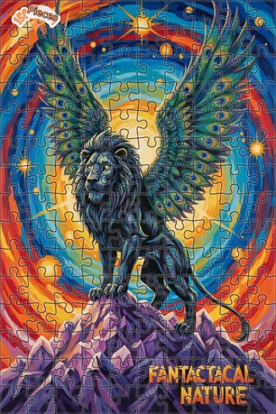 Teona Ahşap لغز فني على شكل رجل أسد مجنح بتأثير اللوحة الزيتية 150 قطعة 20×30