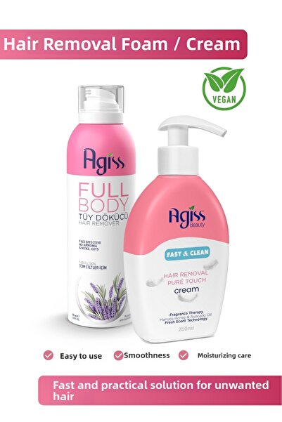 AGISS Depilatory Cream Lotion 250 ml (with Pump) & Full Body Whole Body Depil...